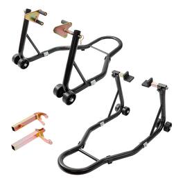 VEVOR - Motorcycle Stand Lift,850lbs Front Rear Combo Stand Lift Stand, Front and Rear Wheel Fork Stand, U+L Fork Swingarm Spool - Black