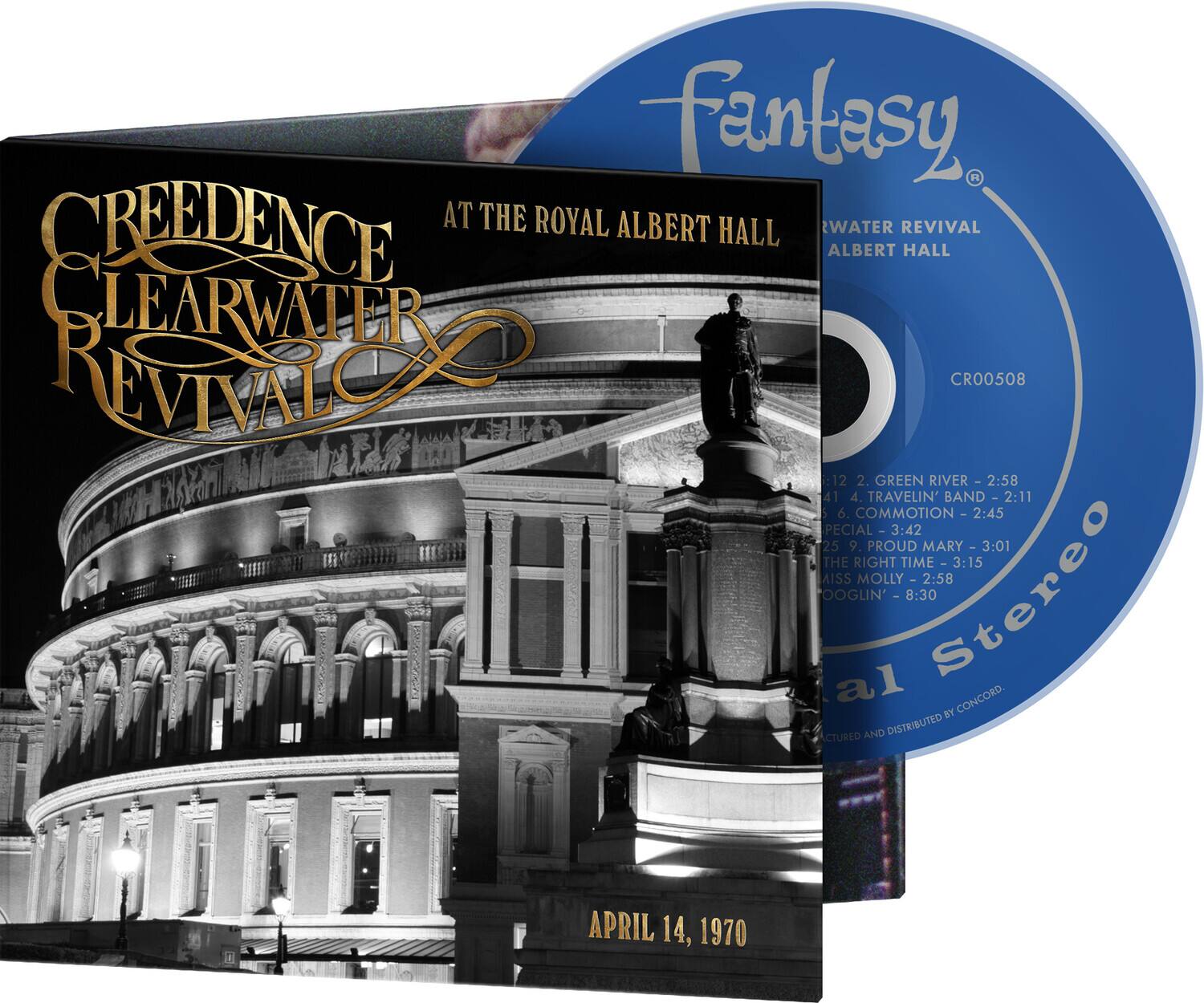 **Creedence Clearwater Revival**  
**At the Royal Albert Hall**

**Fantasy**  
**Water Revival**  
**Albert Hall**

**CRO0508**

1. **Green River** - 2:58  
2. **Travelin' Band** - 2:11  
3. **Commotion** - 2:45  
4. **Special** - 3:42  
5. **Proud Mary** - 3:01  
6. **The Right Time** - 3:15  
7. **Miss Molly** - 2:58  
8. **Ooglin'** - 8:30  

**Stereo**  
**Recorded and Distributed by Concord**  
**April 14, 1970**