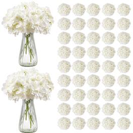 VEVOR - Artificial Flowers, 105 pcs Real Looking Silk Fake Hydrangea Bulk, Faux Bridal Shower with Stems - White