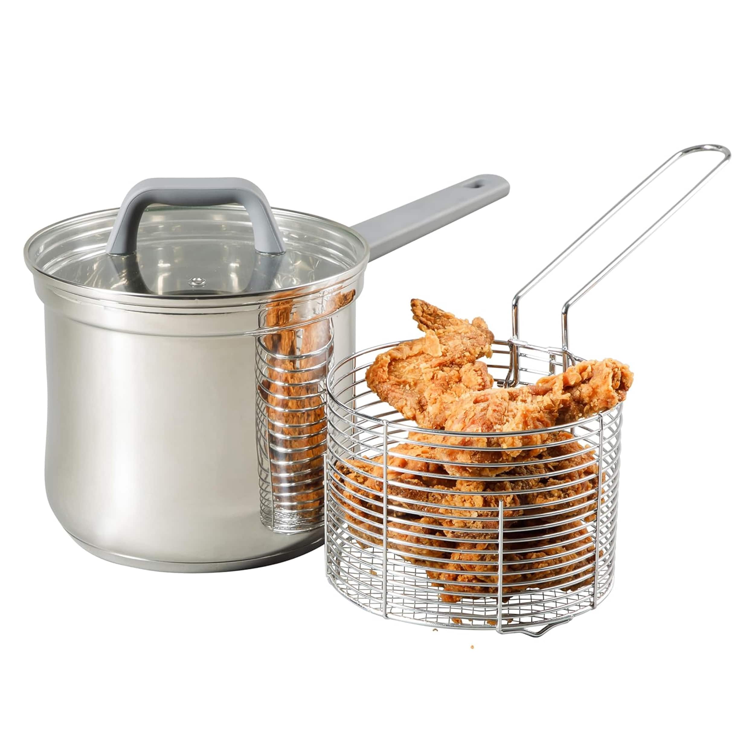 Oster - Beauford 3.65 Quart Stainless Steel Deep Fryer Pot with Basket and Glass Lid - Silver price history on PriceWatchPro