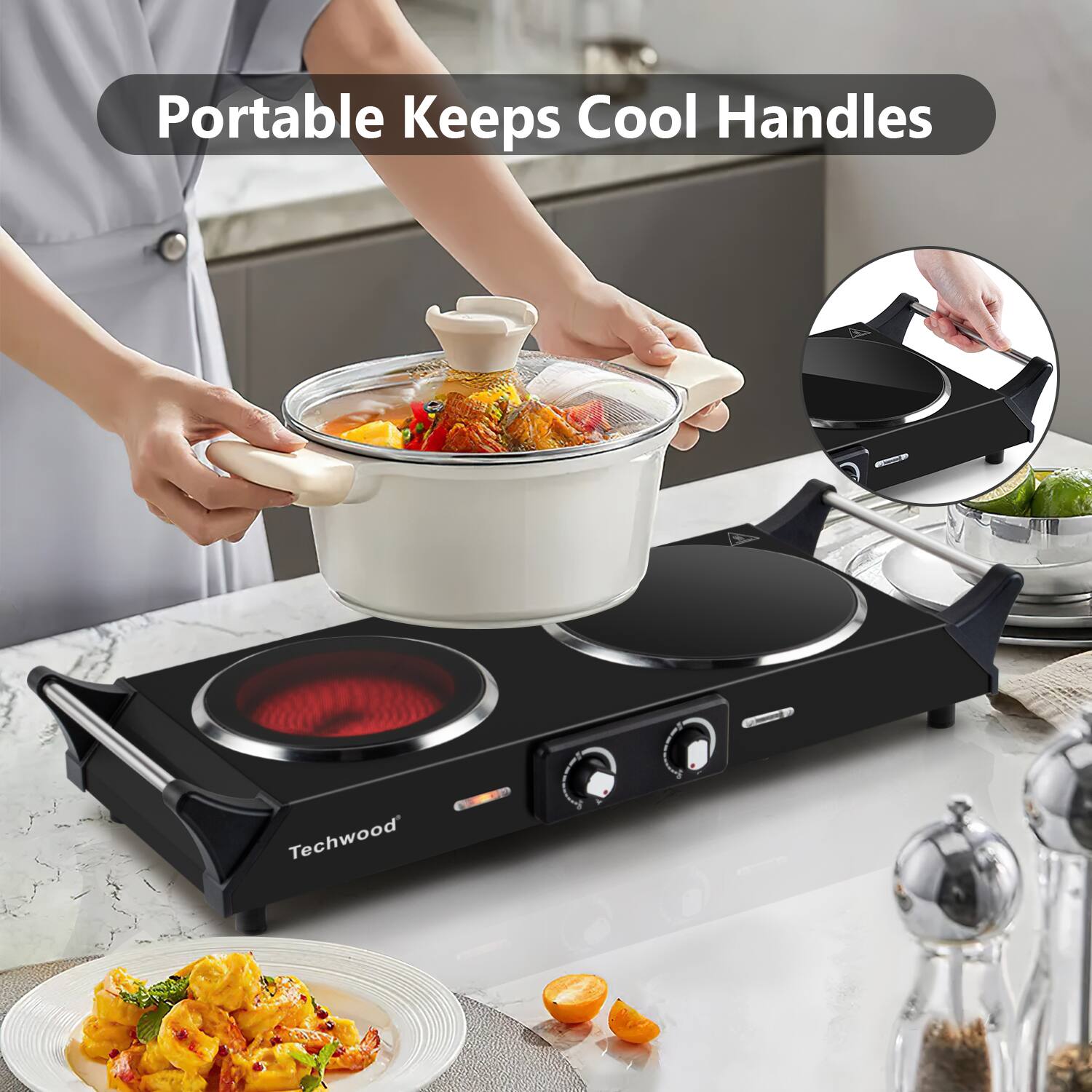 Portable Keeps Cool Handles

Techwood