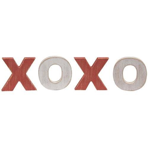 Front. BreeBe - 4/Set XOXO Standing Letters - White, Red.