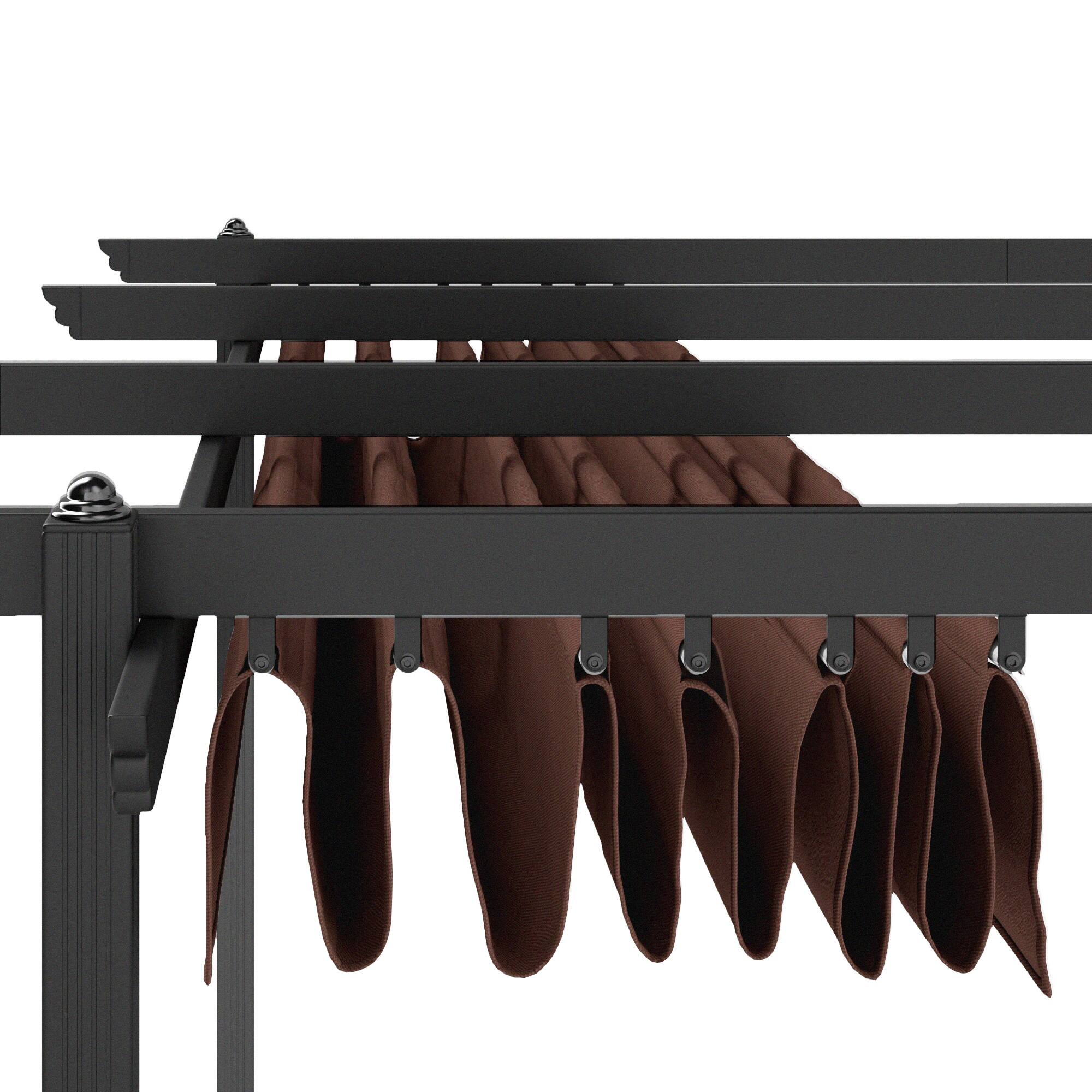 Alt View 4. Outsunny - 13' x 13' Retractable Pergola Canopy, Outdoor Pergola Sun Shade Shelter with Stronger Aluminum Frame - Brown.