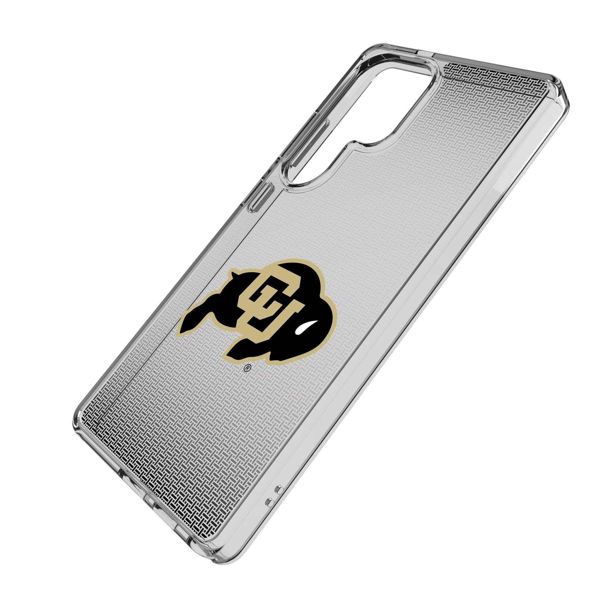 Alt View 1. Keyscaper - Colorado Buffaloes Linen Logo Galaxy Clear Case - S25 - Multicolor.