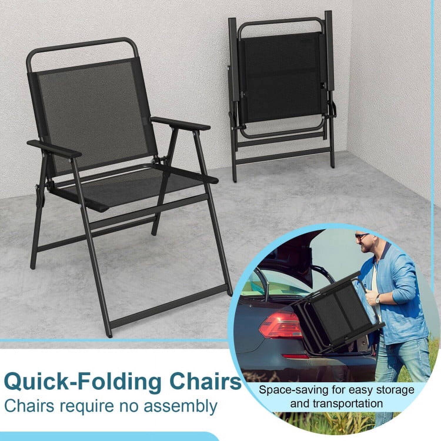Quick-Folding Chairs  
Chairs require no assembly  
Space-saving for easy storage and transportation