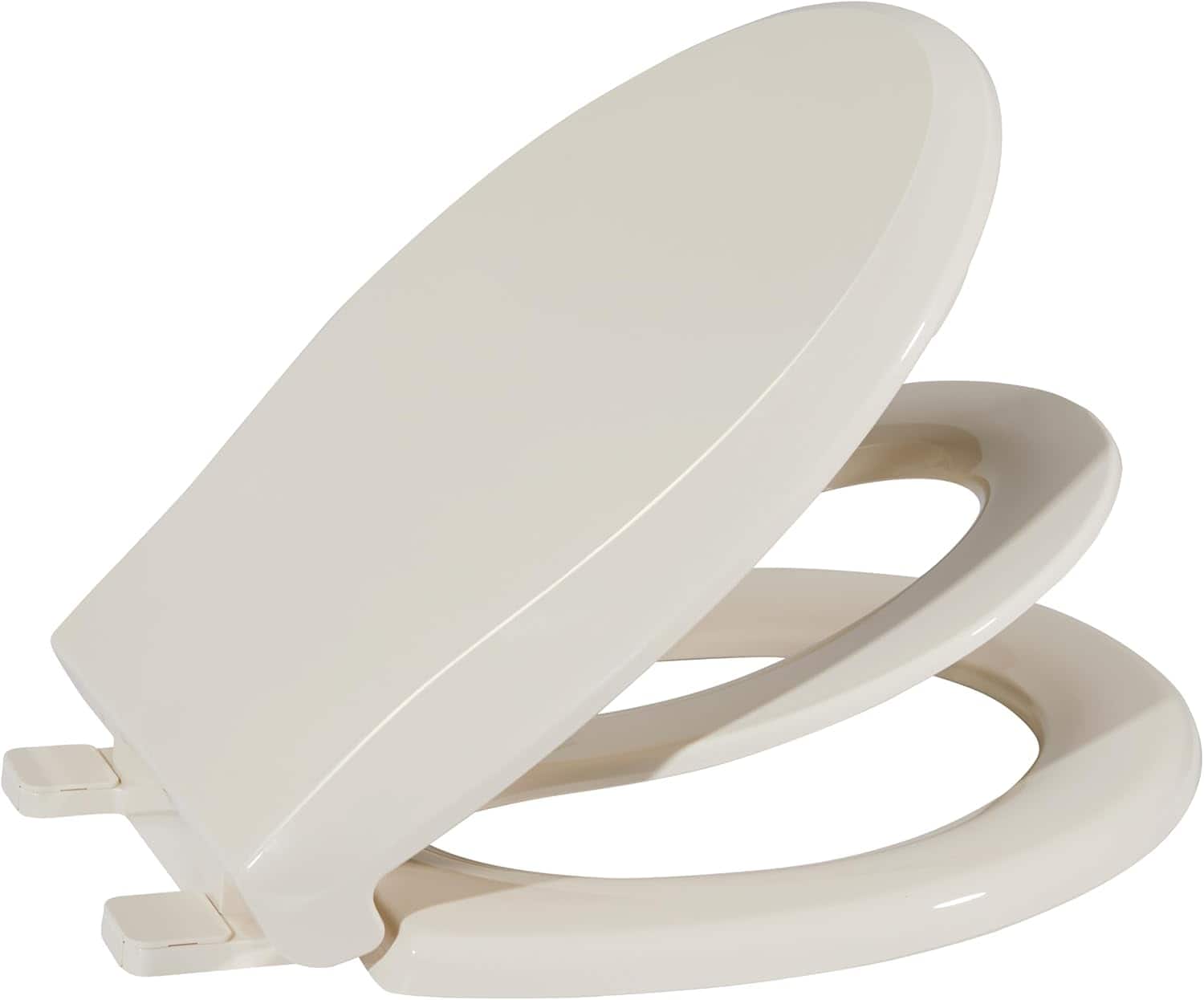 Jojoka - 2-in-1 Dual Seat 17 Inch Almond PP Toilet Seat Round Soft Close Quick Install - Gold