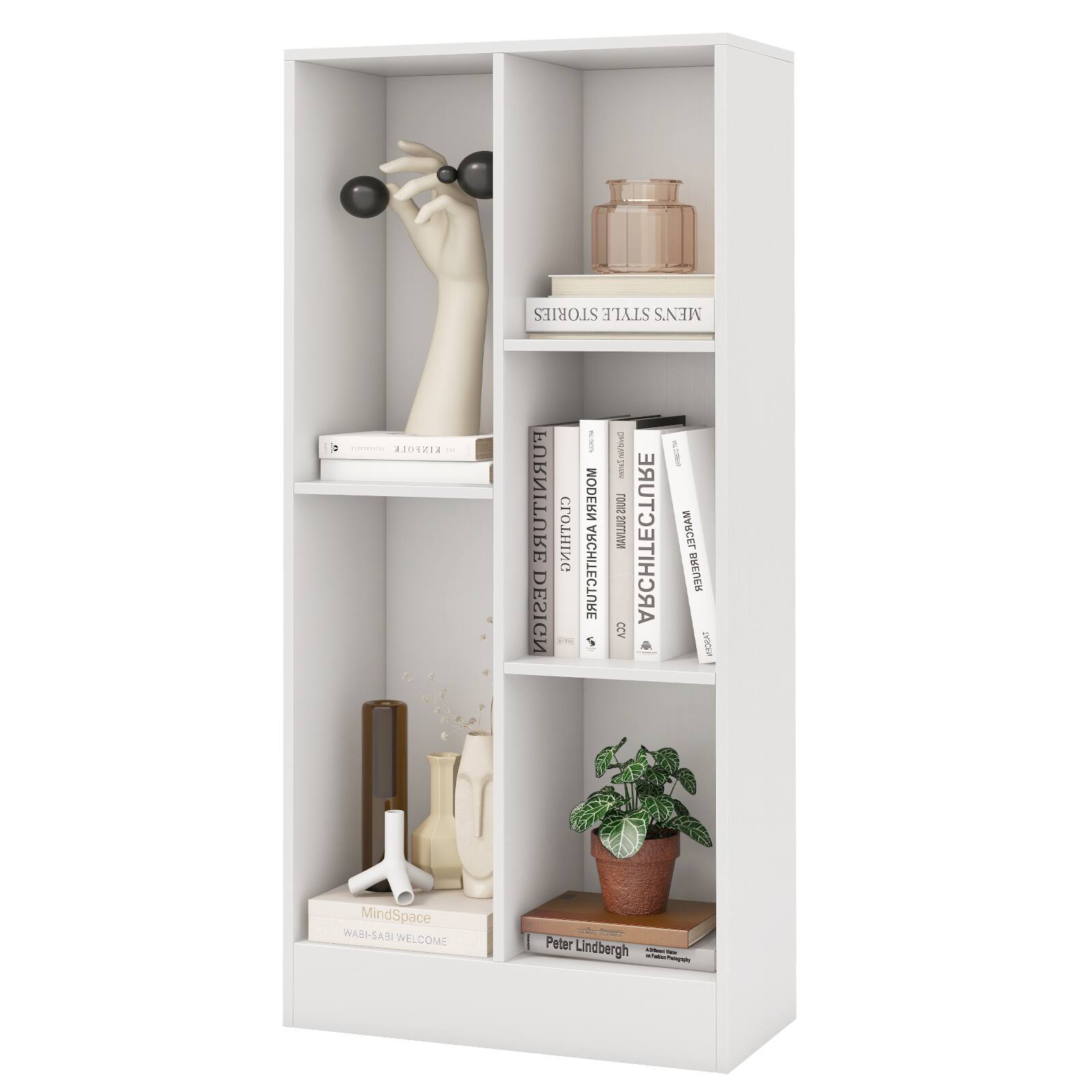 Ecooso - 41 Inches 5-Cube Floor Bookcase with 2 Anti-Tipping Kits - White