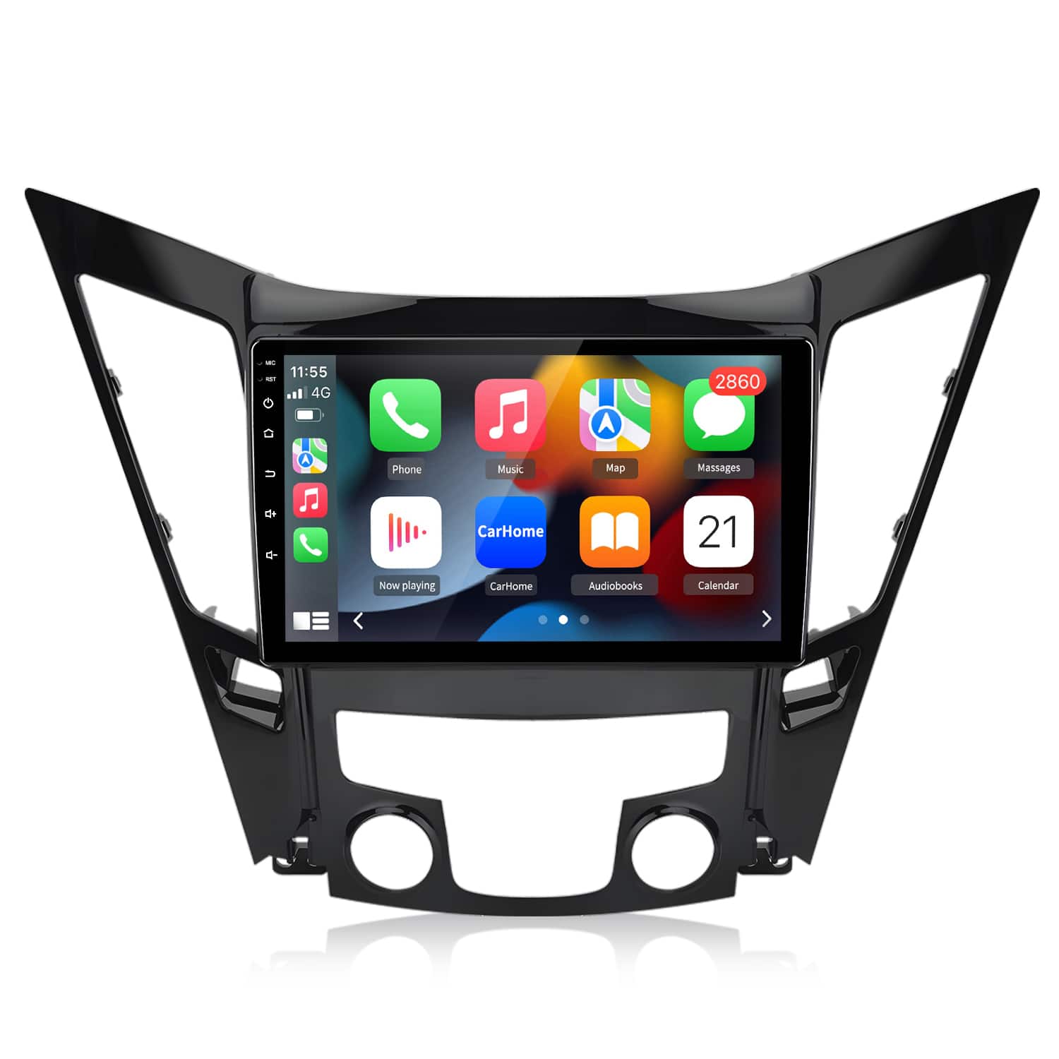 Junsun - 9"Android15 4+64G 8 Core Carplay Car Stereo Radio GPS Navi WIFI RDS SWC FM BT For Hyundai Sonata 2011-2015 - Black