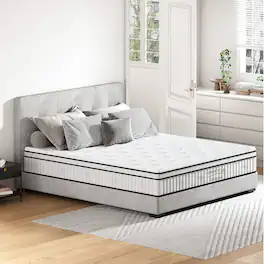 GOODSILO - 12 Inch Hybrid Queen Size Mattress with Pocket Springs for Medium Firm Support and Pressure Relief - White