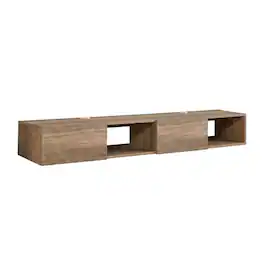 FurniFact - Wall Mounted TV Stand in Black with Modern Floating Shelf Design for 75-Inch TVs - Brown