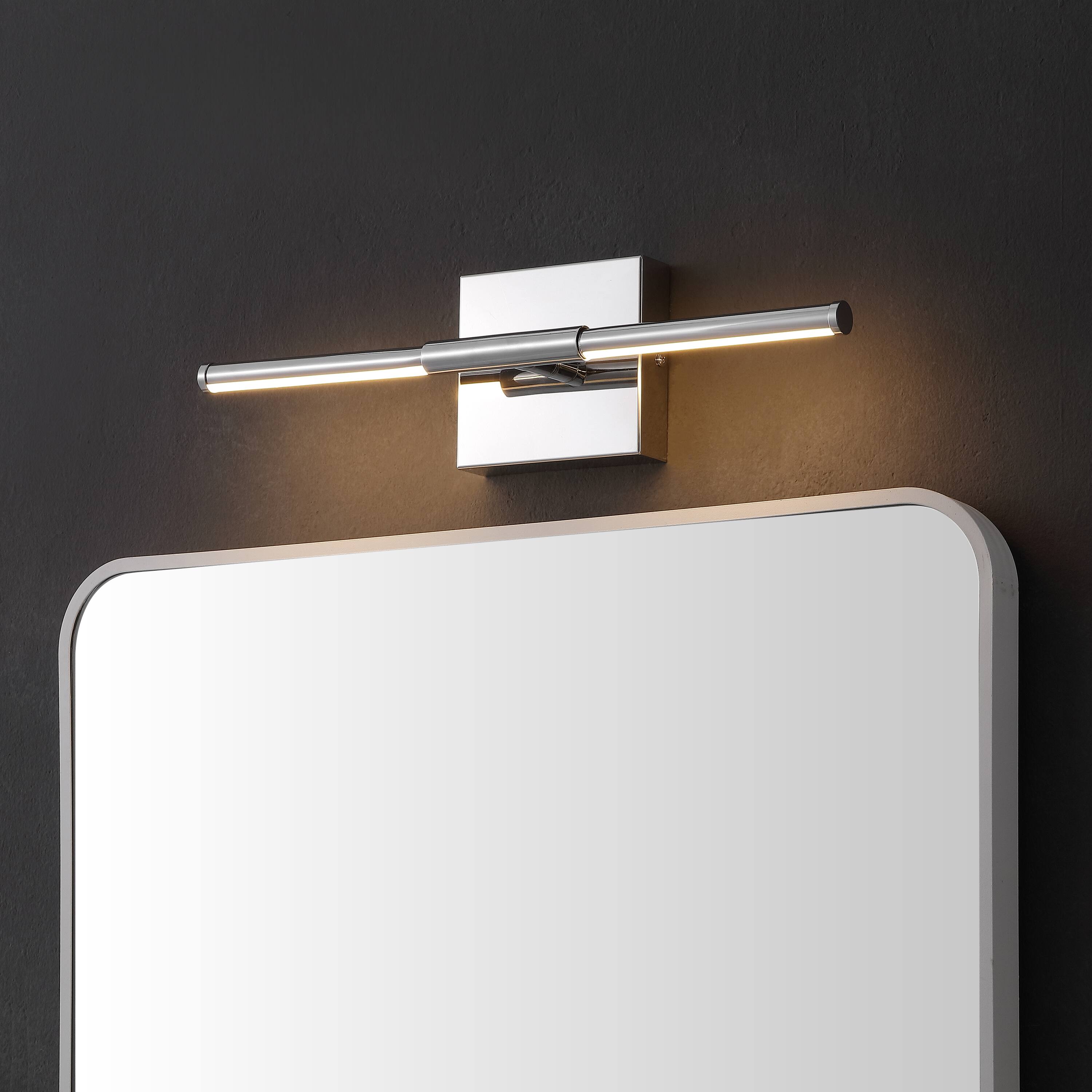 Alt View 1. Jonathan Y - McKenna 16.25" Modern Minimalist Dimmable Integrated LED Metal Wall Sconce, Chrome - Chrome.