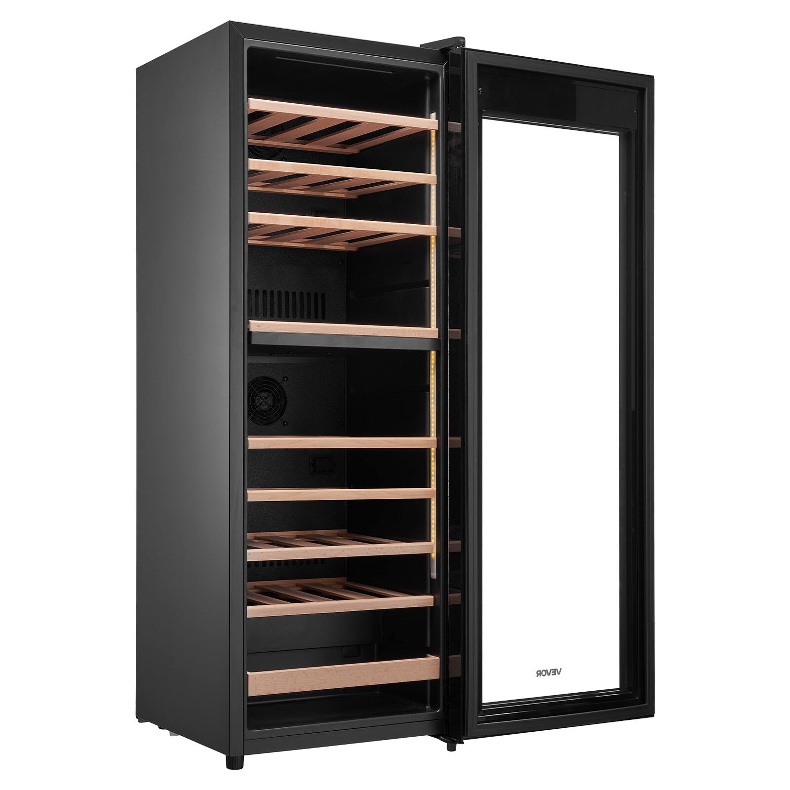 Alt View 5. VEVOR - 42 Bottle Wine Fridge, Freestanding Wine Cooler Refrigerator, Dual Zone Cooler, 41℉ to 65℉ Adjustable Temp Mini Cellar - Black.