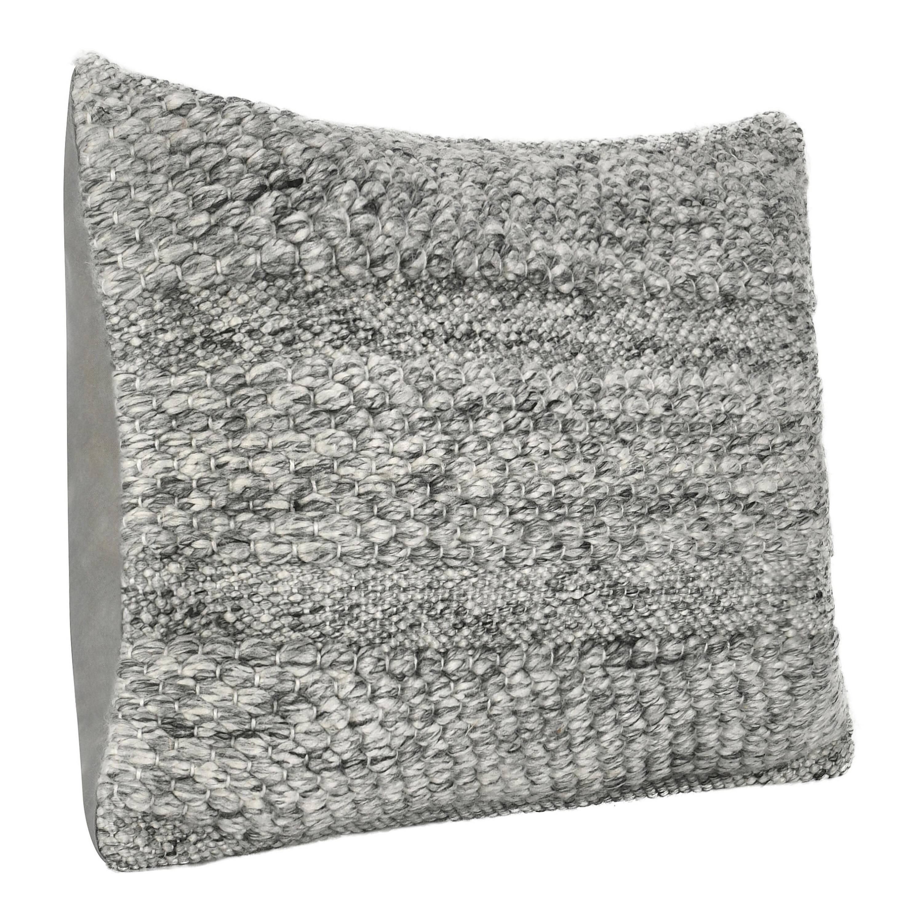 Left. Manhattan Lane - Dolu Lumbar Throw Pillow, Hand Woven Texture, 14x20 Inch - Gray.