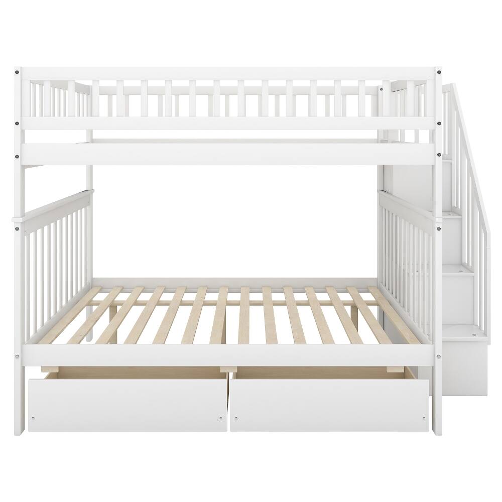 Alt View 2. Loheer - Loheer Full Over Full Bunk Bed with Drawers White Pine Wood Storage - White.