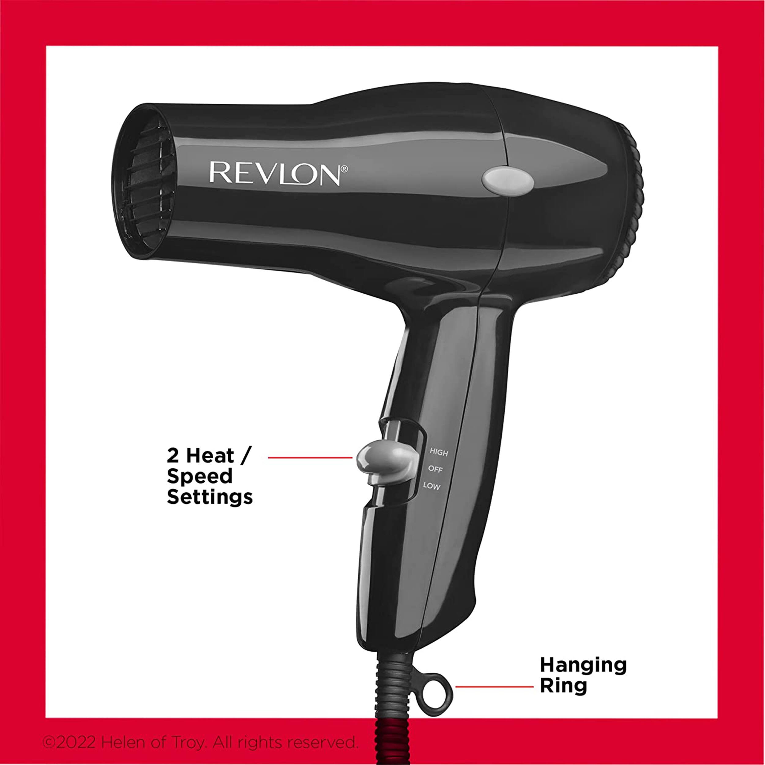 Revlon The Essential Compact Hair Dryer with Heat Settings Black