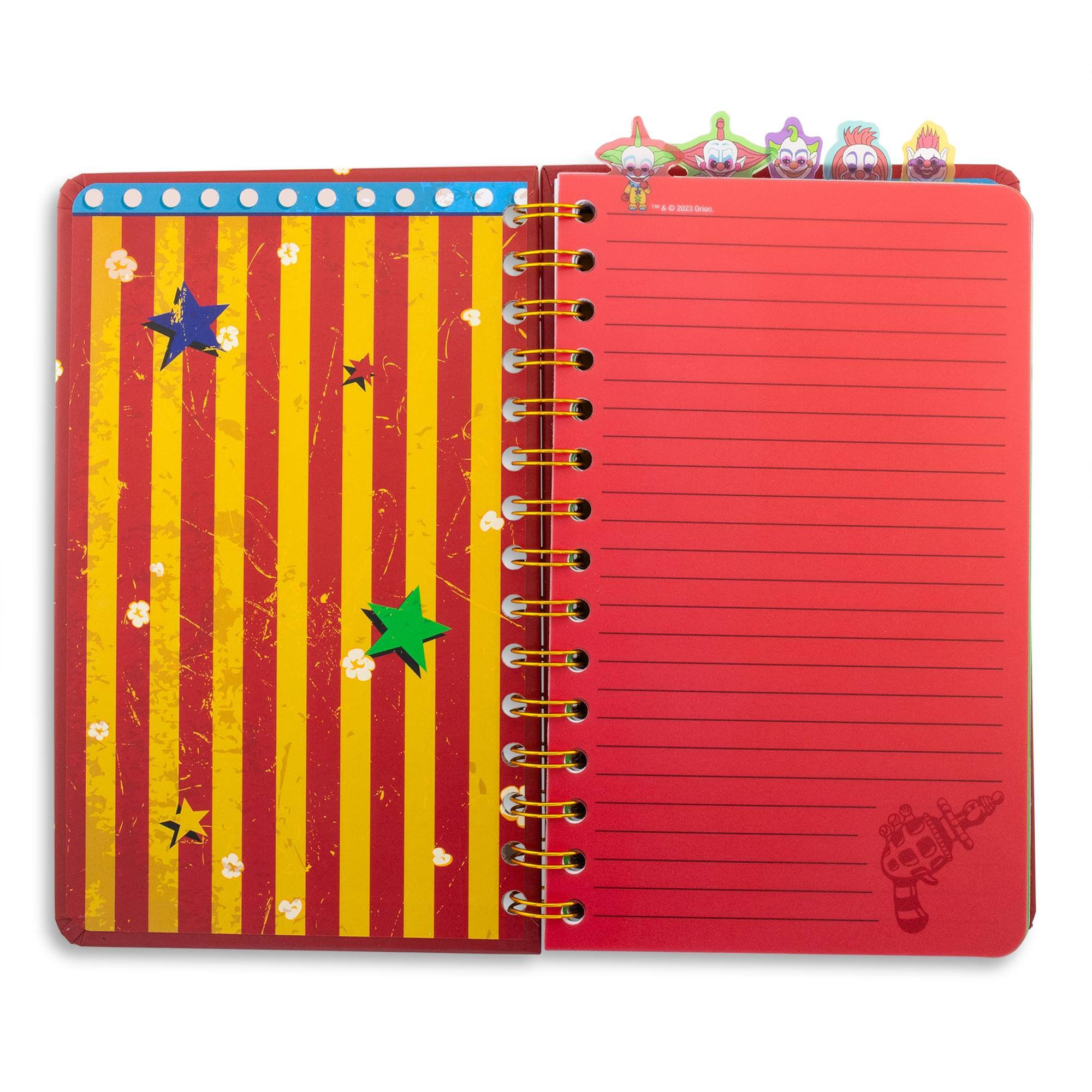 Alt View 1. Silver Buffalo - Killer Klowns From Outer Space 5-Tab Spiral Notebook With 75 Sheets - Red.