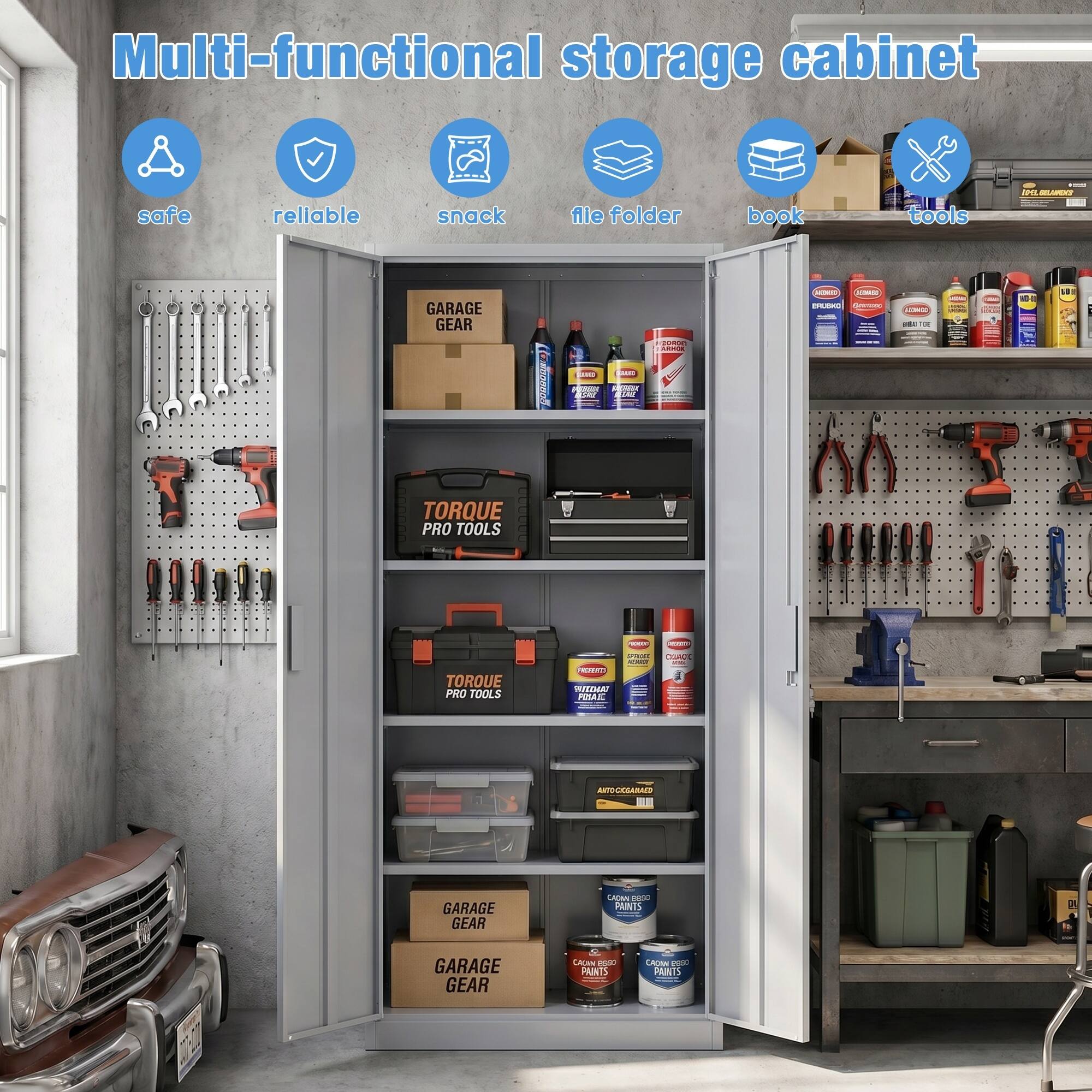 Multi-functional storage cabinet safe reliable snack file folder book tools SP - GARAGE GEAR CRso

I e E P   FE  - -  -4 18 TORQUE PRO TOOLS ada - TORQUE PRO TOOLS  ITTMA PUSLI .. i CO a ARAAAID GARAGE GEAR CAUMA - PANTS  GARAGE GEAR CALAN  PAINTS COUA  PAINTS