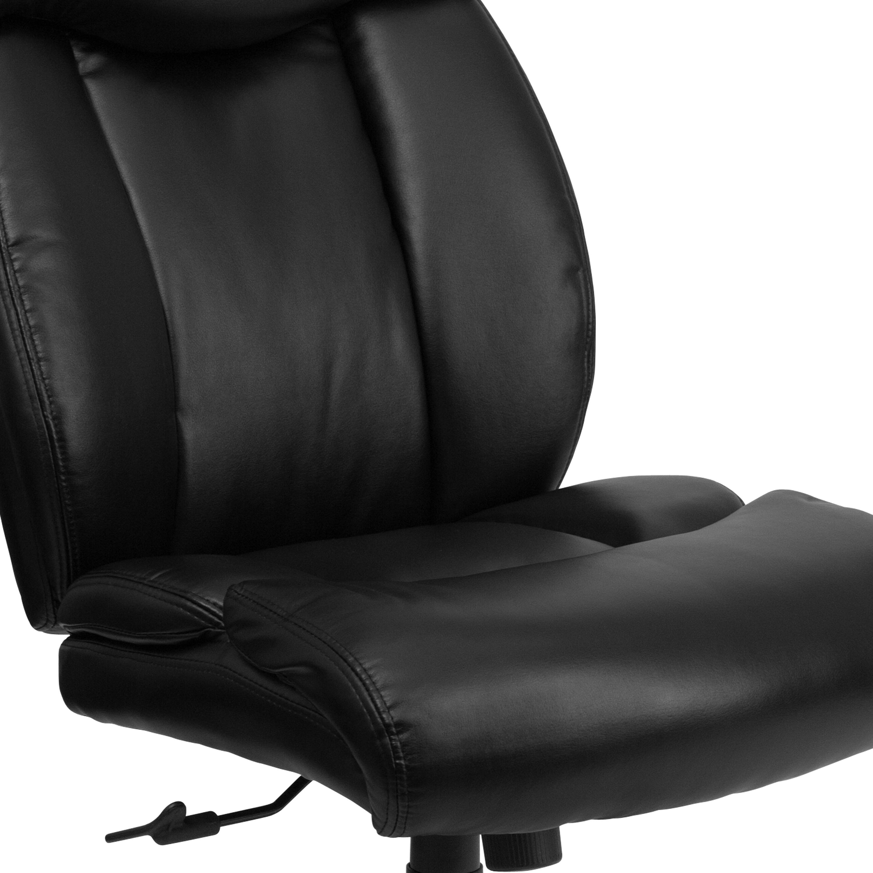 Alt View 8. Emma + Oliver - 400 lb. Big & Tall High Back Full Headrest Ergonomic Office Chair w/ Chrome Base - Black LeatherSoft.