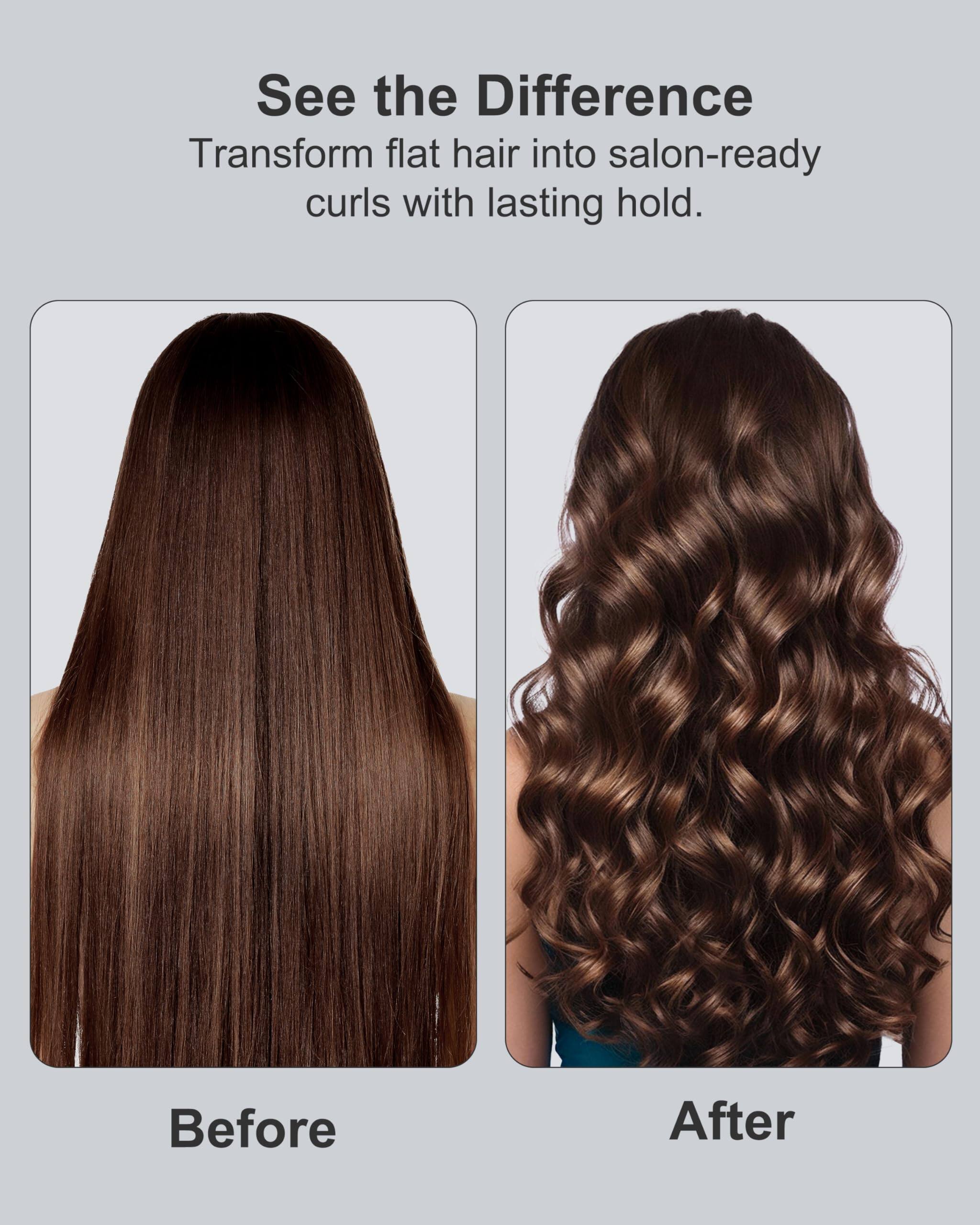 See the Difference  
Transform flat hair into salon-ready curls with lasting hold.  

Before  
After
