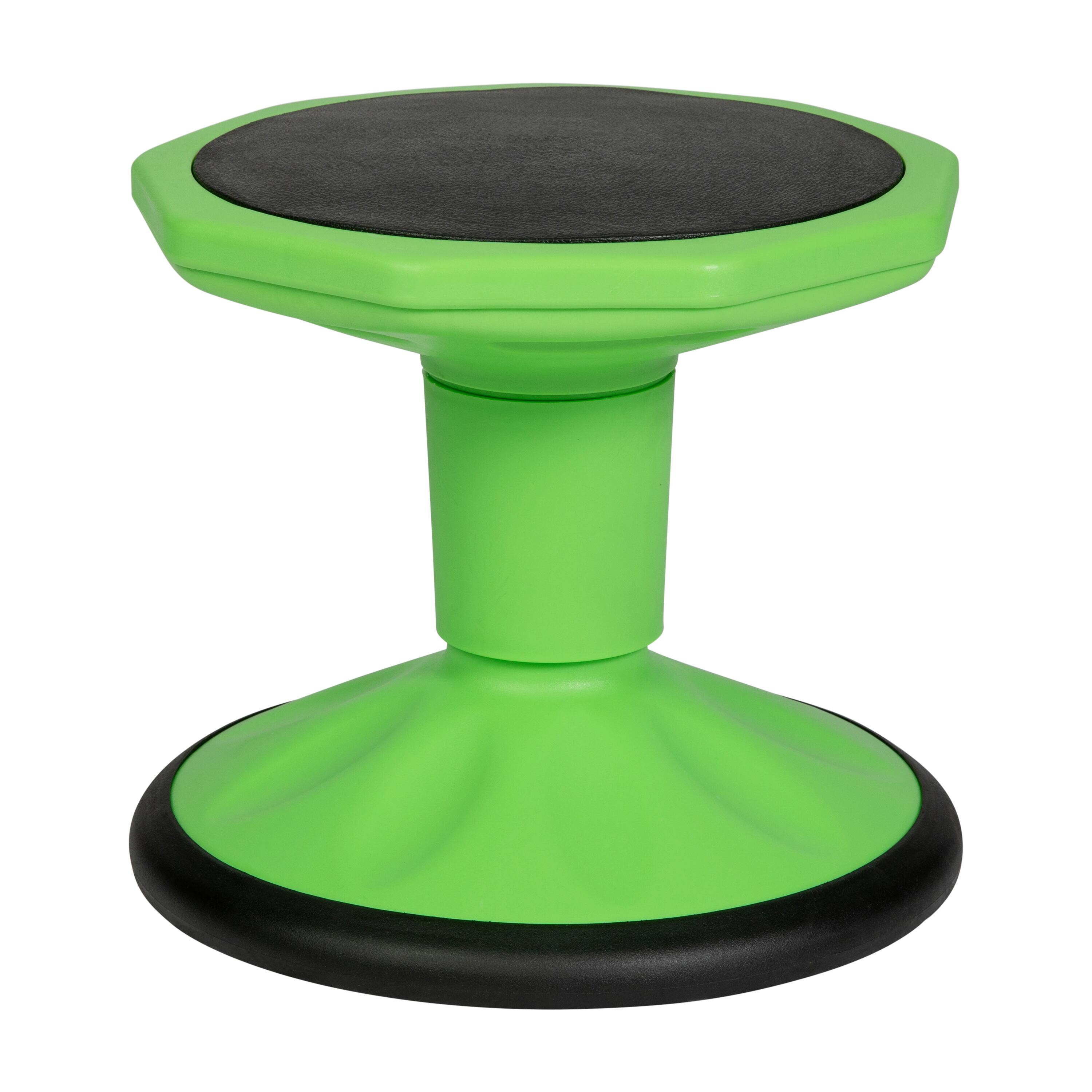Left. Flash Furniture - Lucas Fixed Height Kids Flexible Active Stool for Classroom and Home with Non-Skid Bottom in Green, 12" Seat Height - Green.