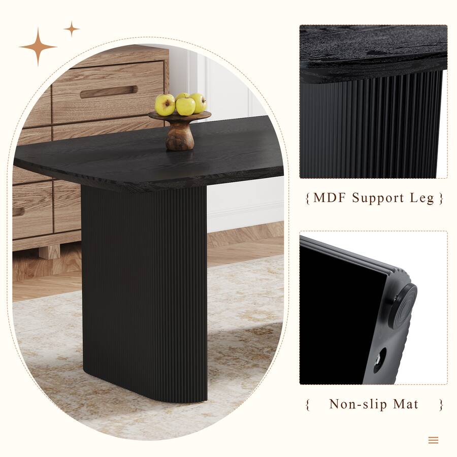 Mdf Surface Texture Loheer MDF Dining Table with Wood Grain Finish, 67 Inch Black - Best Buy