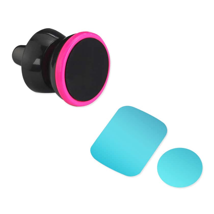 Reiko - Universal Air Vent Magnetic Car Mount Phone Holder In Black - Hot Pink