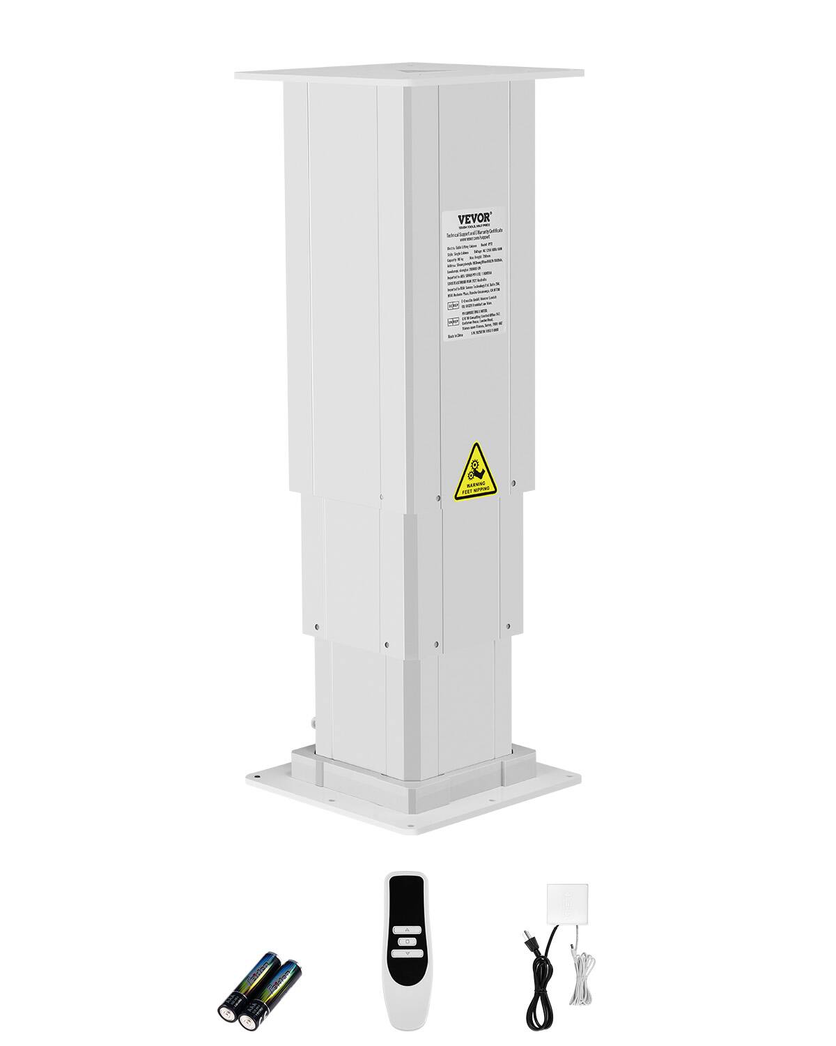 Front. VEVOR - Electric Lifting Column System, 176 lbs Lift Table, 14.2-31.1 in Height Range, Three-stage Adjustable Desk Column - Silver.