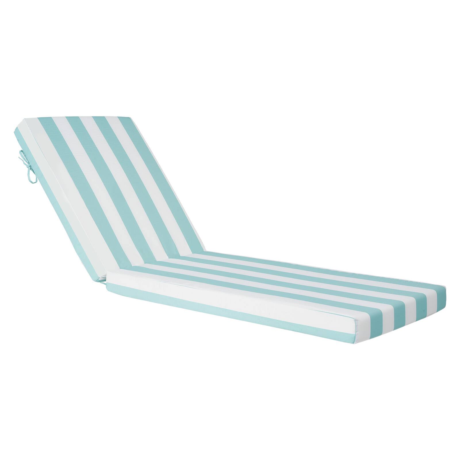 Front. VEVOR - Chaise Lounge Cushion, 80 x 26 x 4 in, Set of 2 Outdoor Lounge Chair Cushions, Fade-Resistant Sun Lounger Cushions - Green & White Stripes.