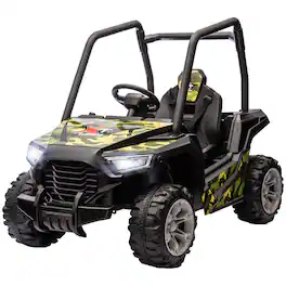 Qaba - Kids Electric Car with Parent Remote Control, Spring Suspension, Soft Start, Music, LED Light
