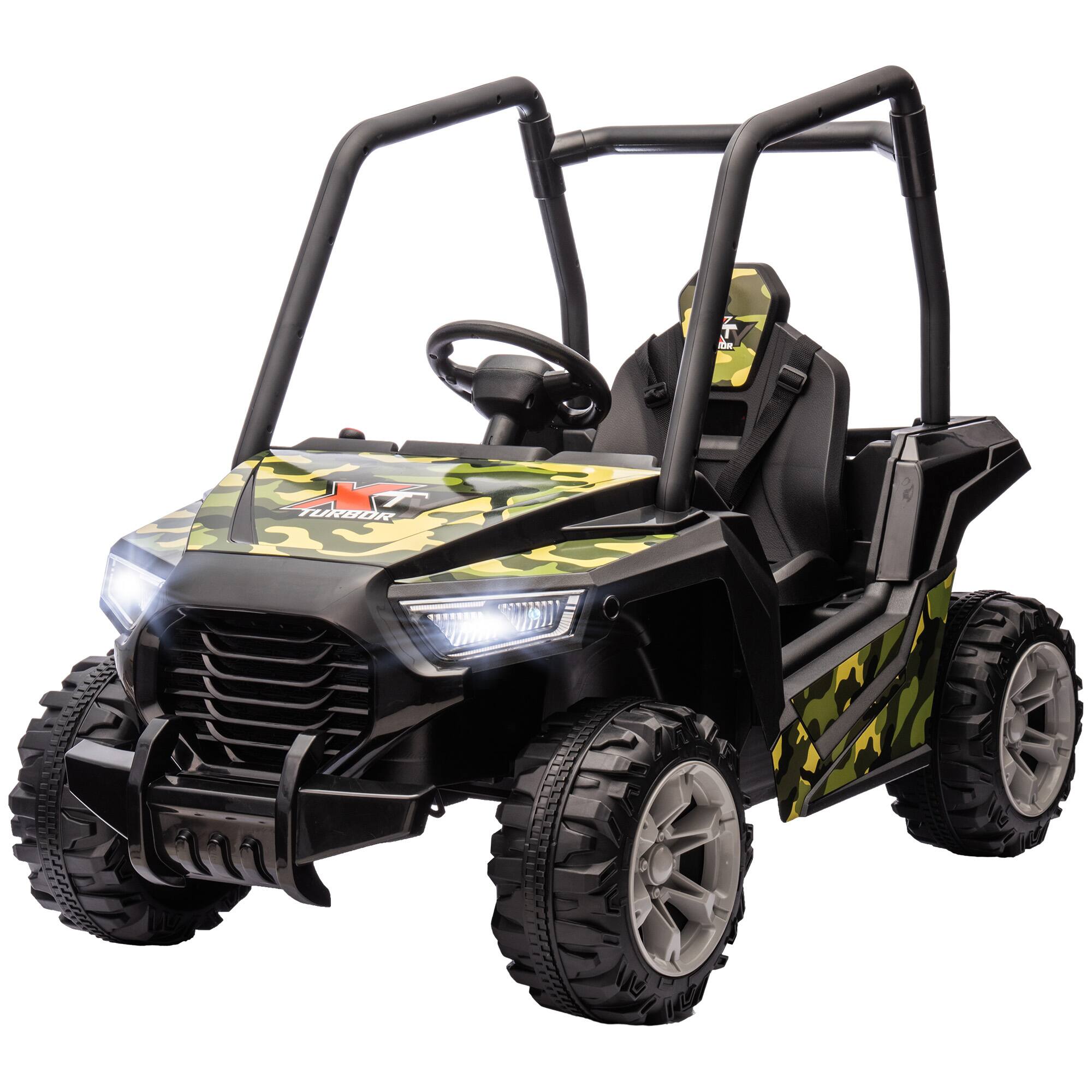 Qaba - Kids Electric Car with Parent Remote Control, Spring Suspension, Soft Start, Music, LED Light