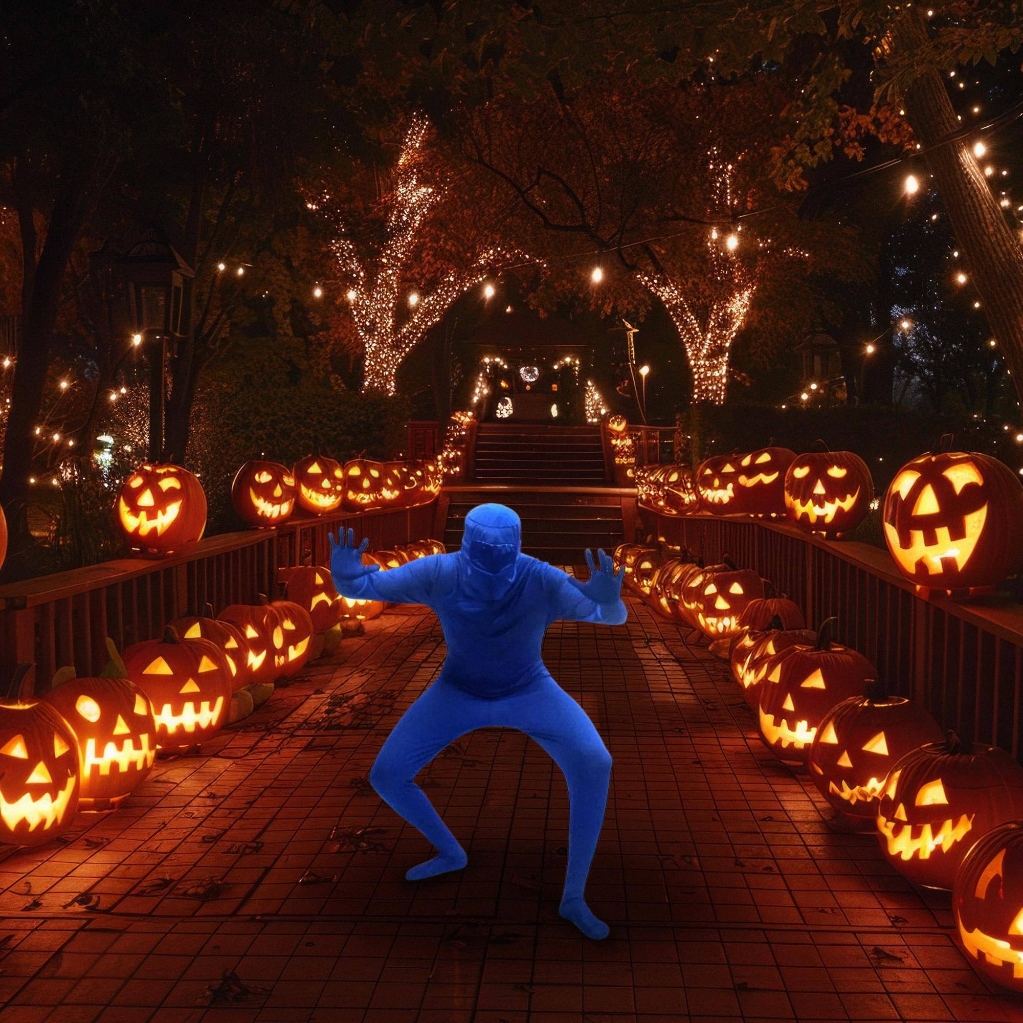 Alt View 1. Seasonal Visions International - Blueman Bodysuit Costume Adult X-Large - Blue.