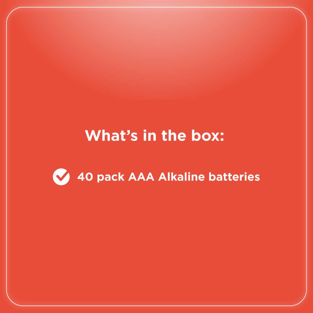 What's in the box:  
40 pack AAA Alkaline batteries