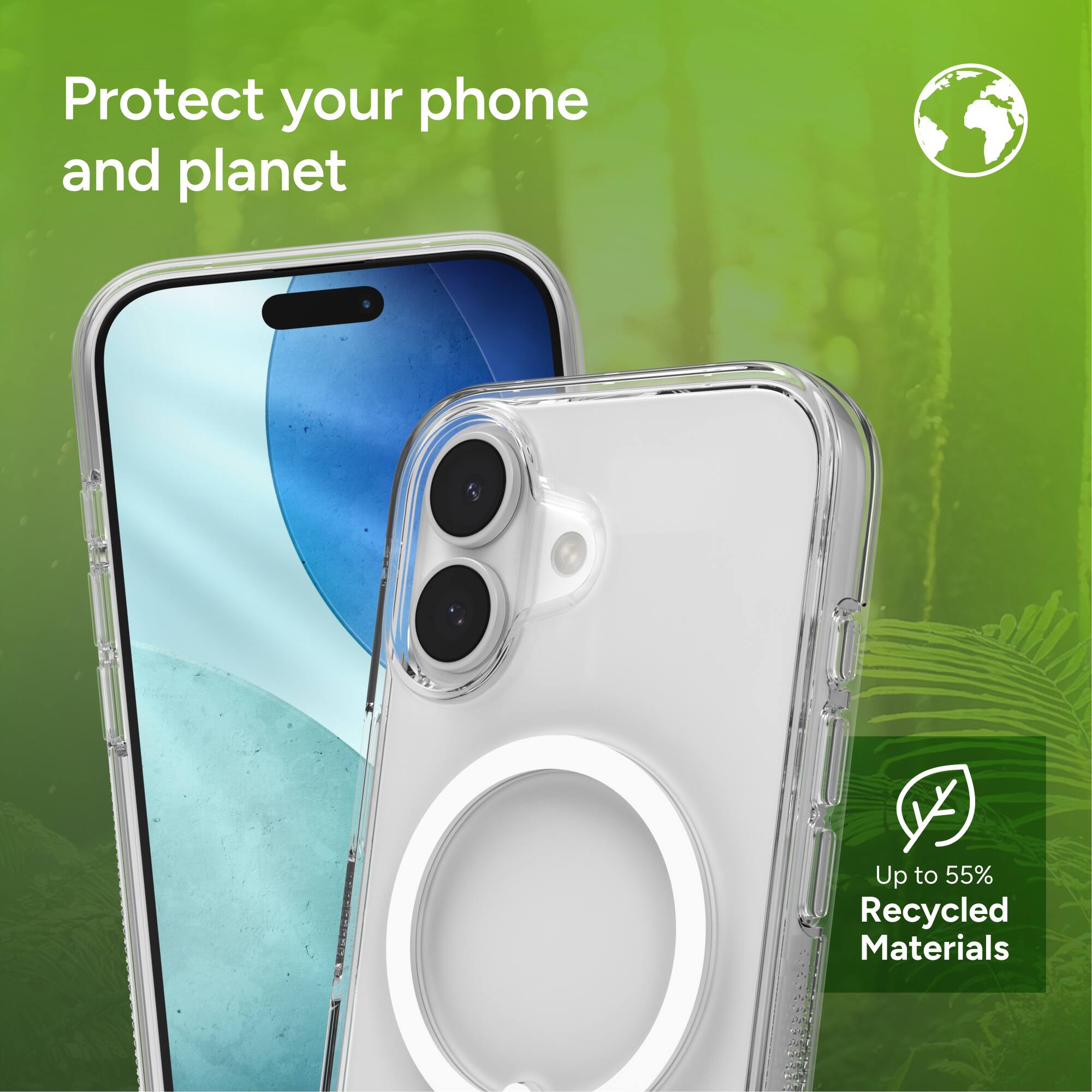 Protect your phone and planet

Up to 55% Recycled Materials