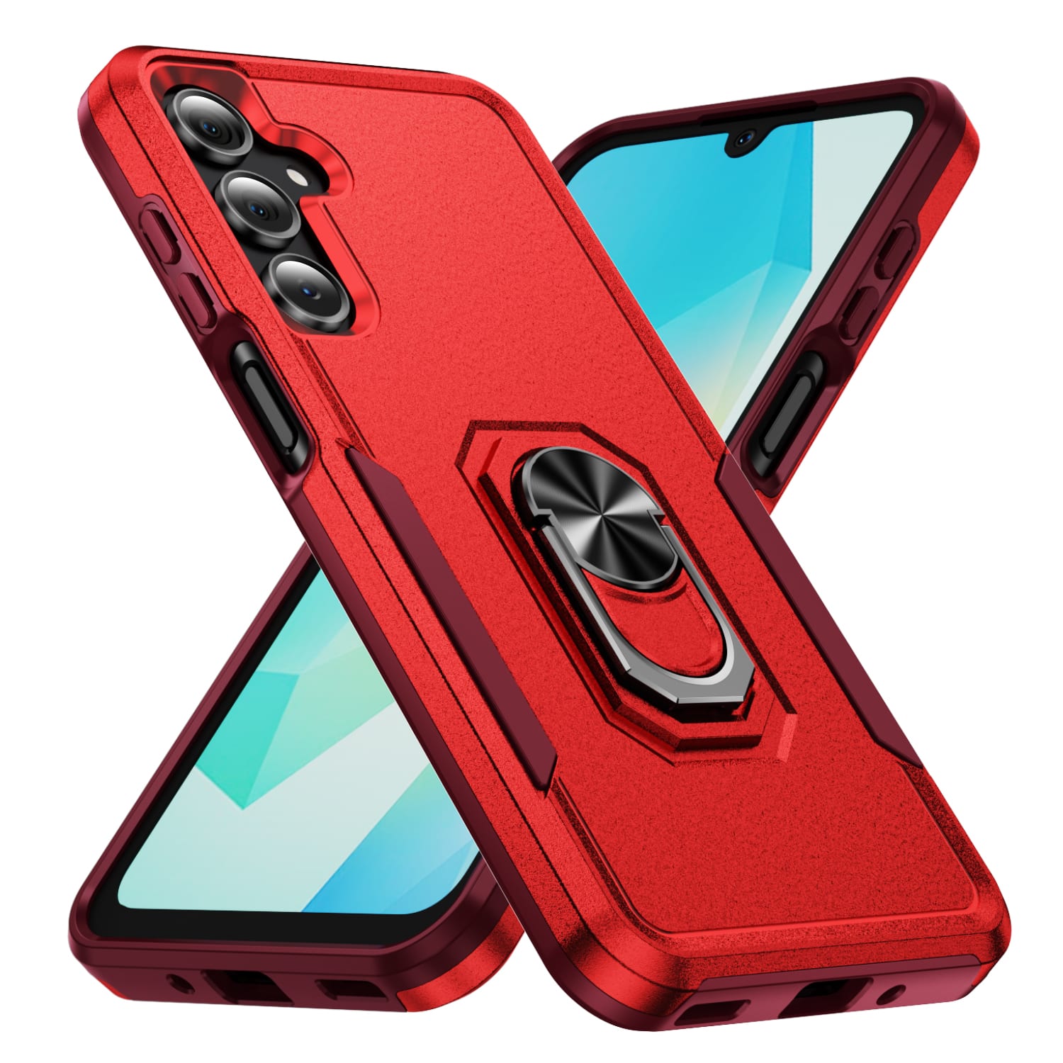 UUCOVER - Rugged Protective Case for Samsung Galaxy A17 5G,Shockproof TPU+PC Case Ring Holder Kickstand Cover for Galaxy A17 5G - Red+Rose price history on PriceWatchPro