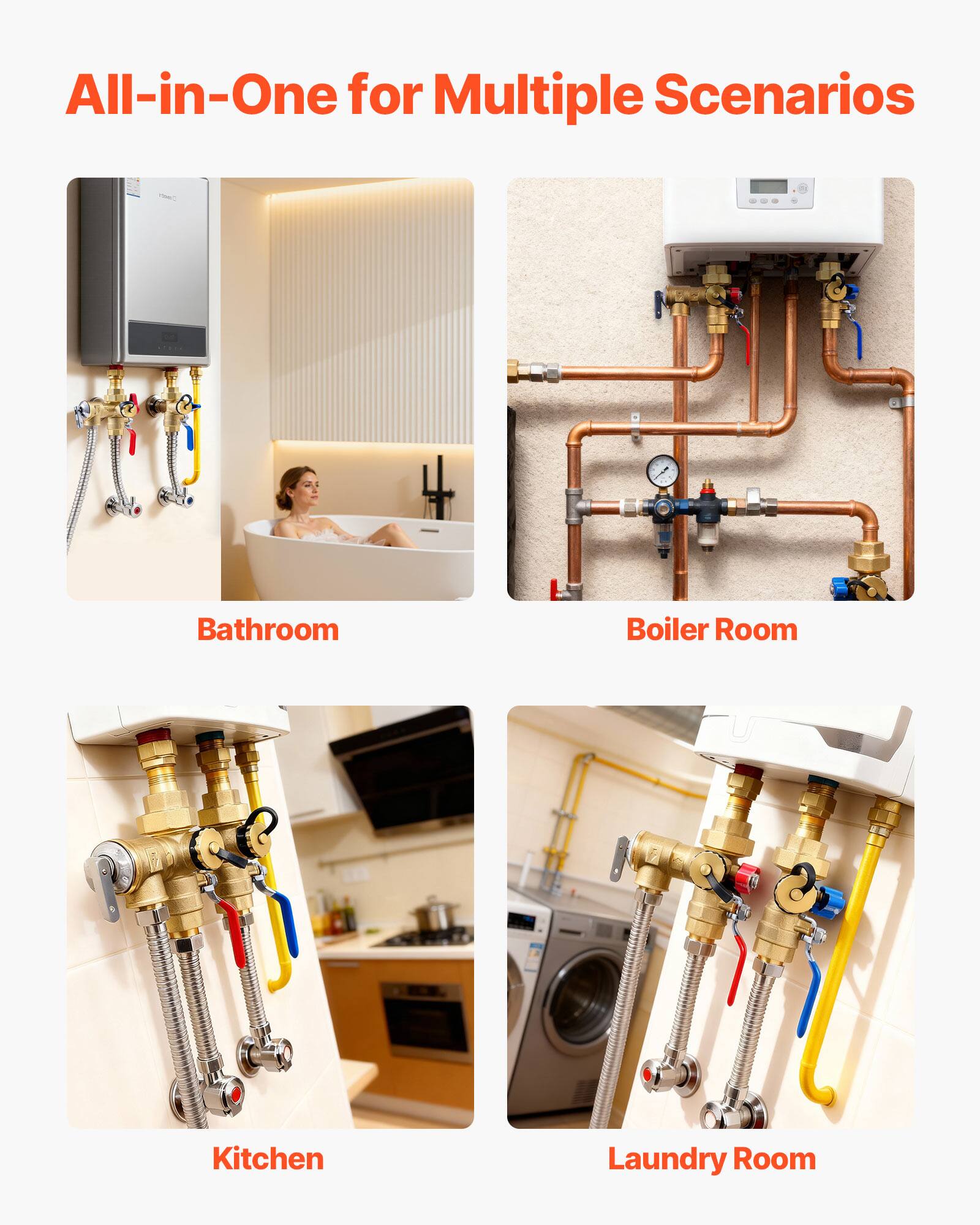 All-in-One for Multiple Scenarios

- Bathroom
- Boiler Room
- Kitchen
- Laundry Room