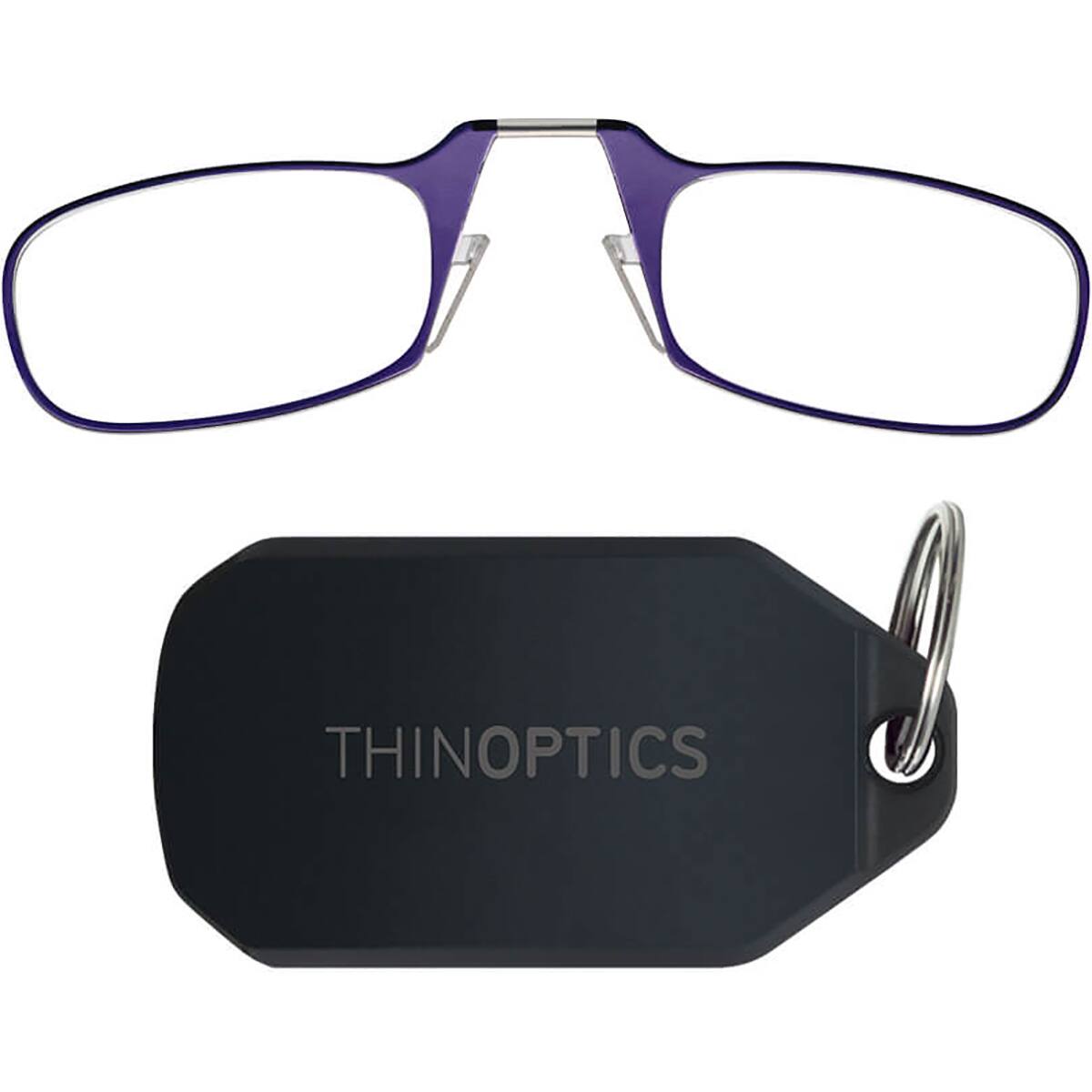 Front. ThinOptics - 1.5 Reading Glasses with Black KeyChain - Purple.