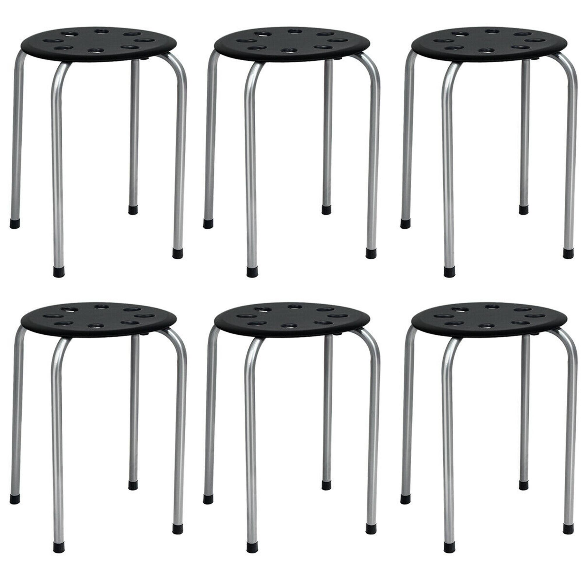Alt View 4. Gymax - Gymax Set of 6 Portable Plastic Stack Stools Backless Classroom Seating Black and Gray - Black + Gray.
