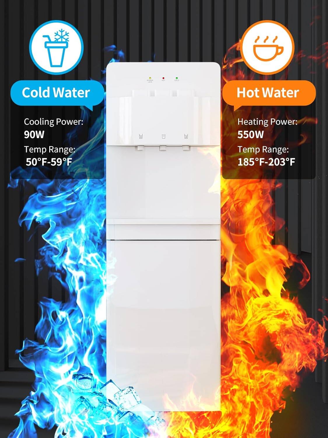 Alt View 3. Circus Cirle - Bottom-fill water dispenser - three-temperature modes, with child lock and anti-scald feature, white - WHITE.