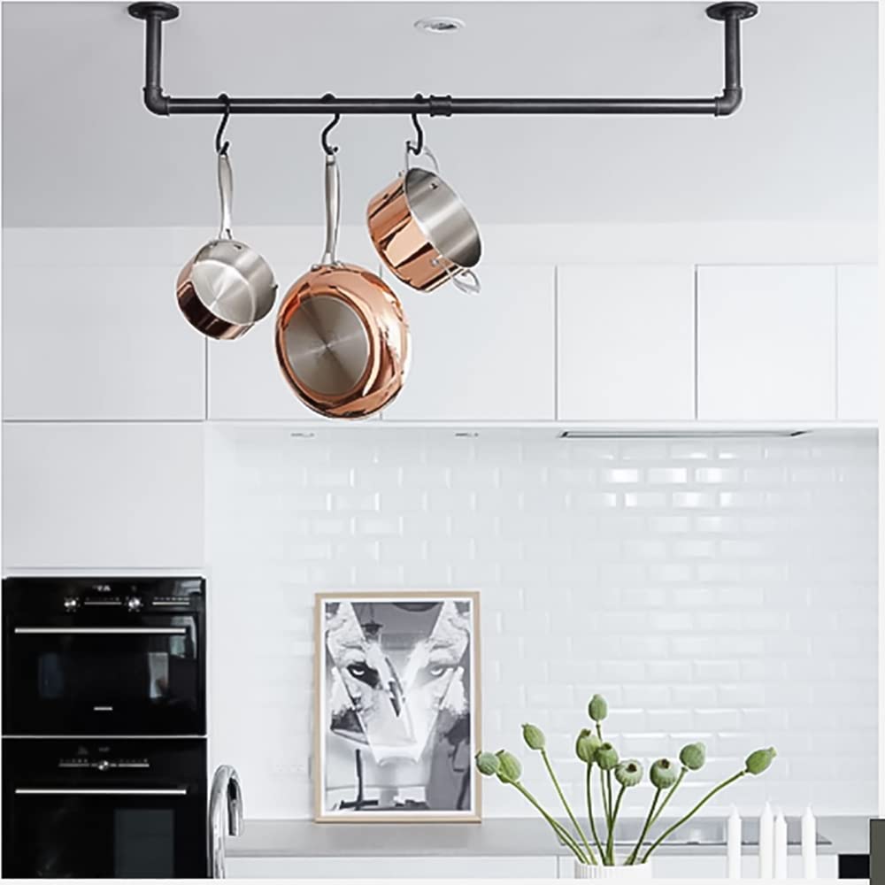 Alt View 3. Hirose Alice - 48” Wall Mounted Clothes Rack  Industrial Pipe Iron Garment Bar  Heavy Duty Clothing Rod  Multi Purpose Metal - 48'' 1 Pcs.