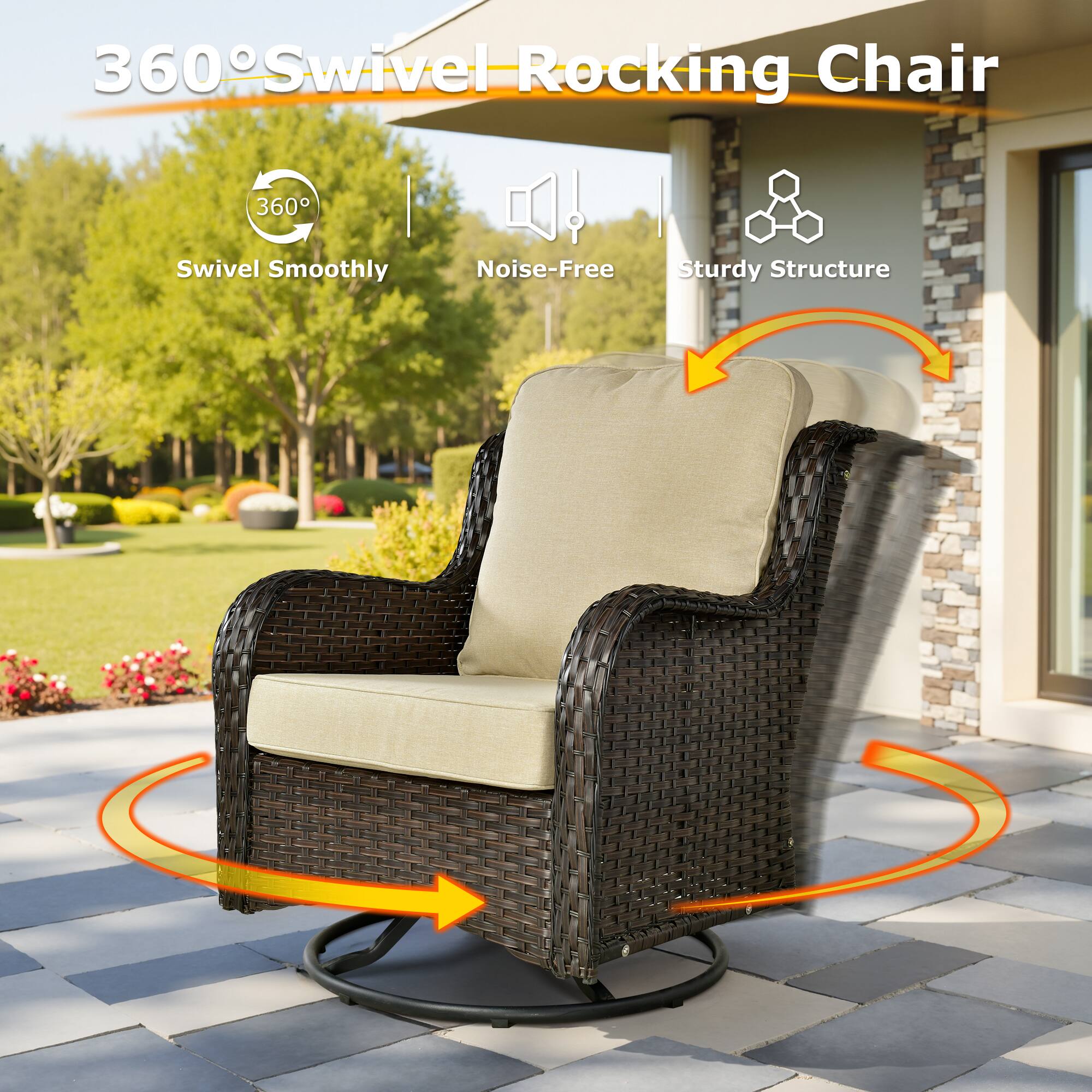 360° Swivel Rocking Chair

- Swivel Smoothly
- Noise-Free
- Sturdy Structure