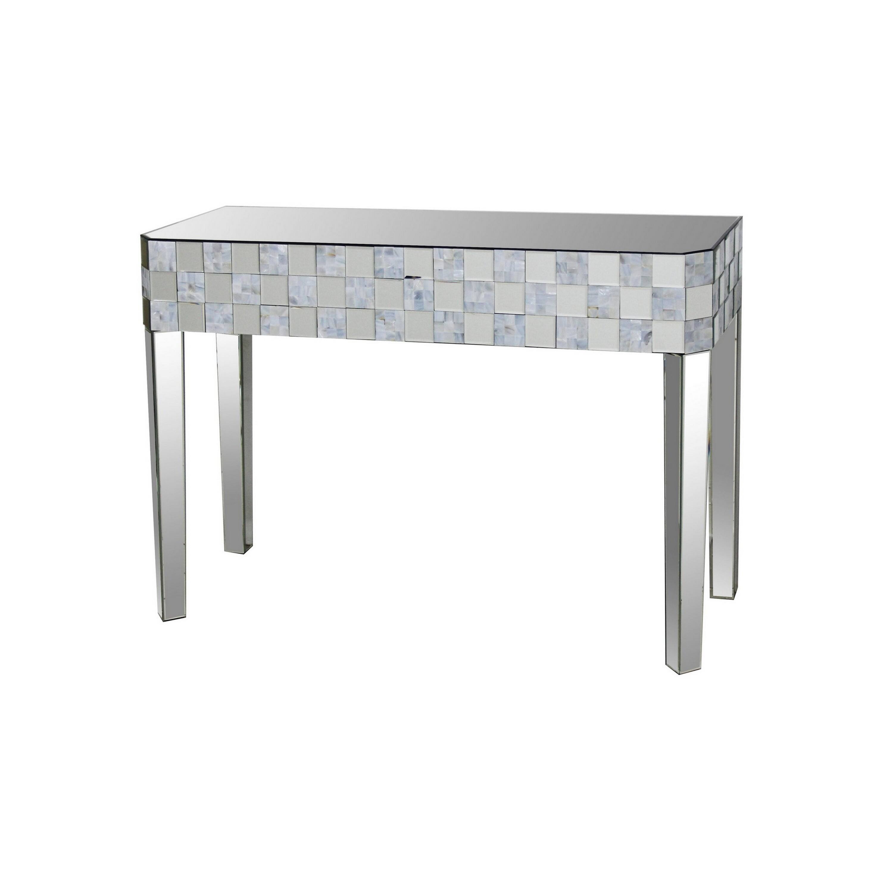 Alt View 1. Manhattan Lane - Frosted Chequered Pattern Console Table In Rectangular Shape, Clear - Clear.