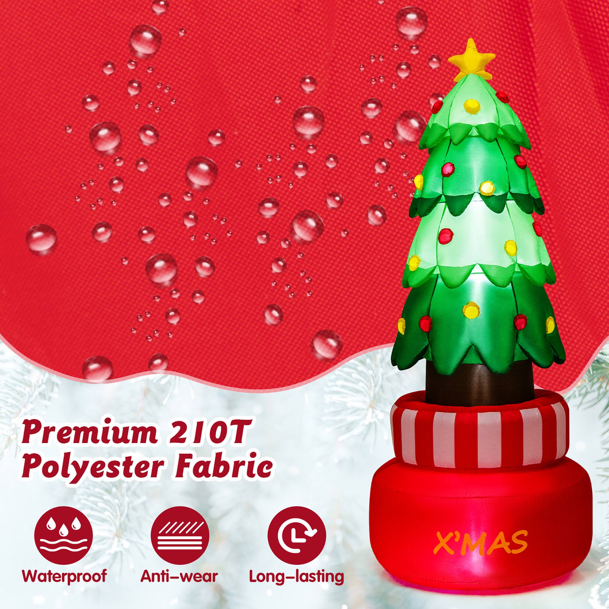 Premium 210T Polyester Fabric

Waterproof
Anti-wear
Long-lasting

X'MAS
