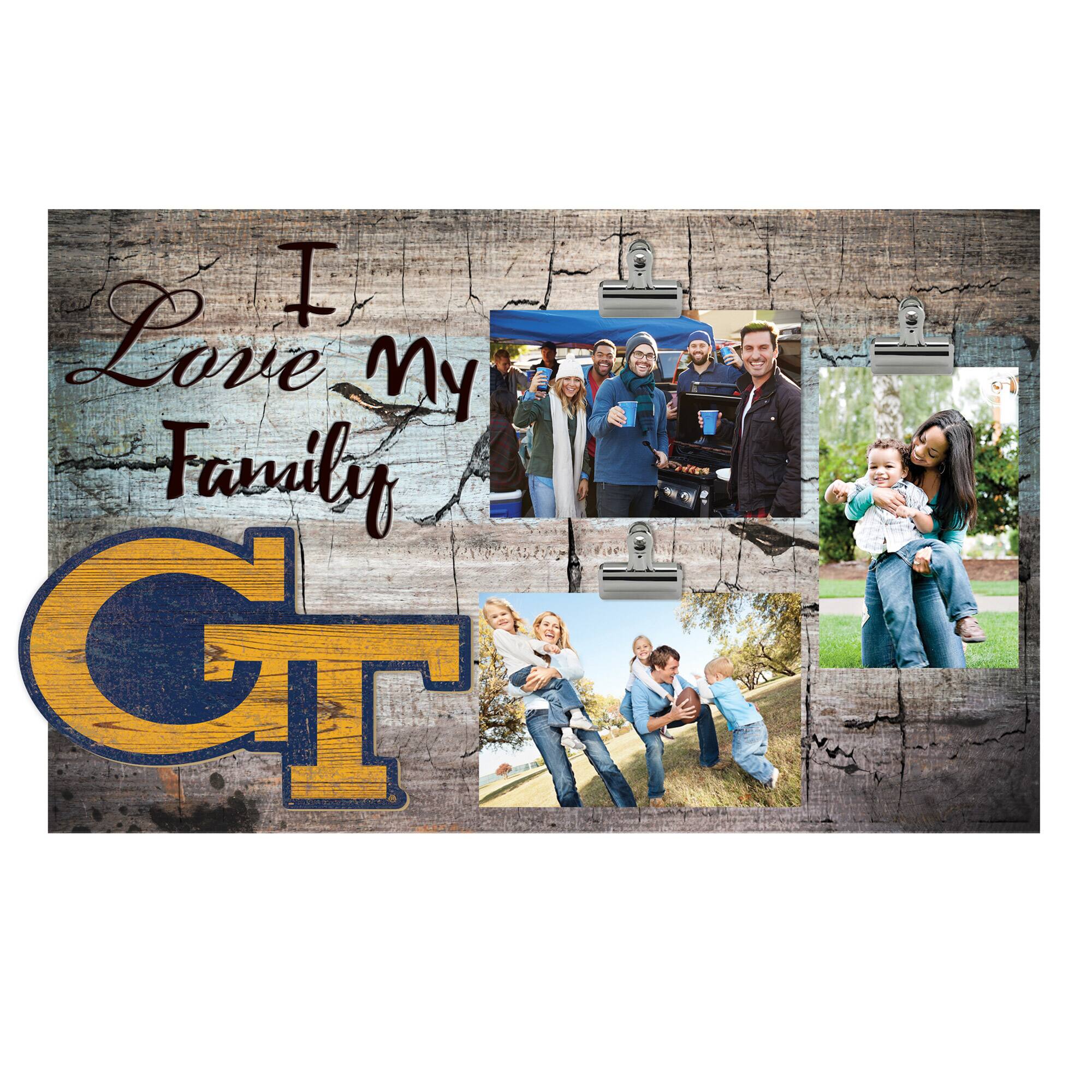 GA Tech Yellow Jackets 11" x 19" I Love My Family Clip Photo Frame