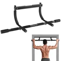 Costway - Multi-Grip Doorway Pull Up Bar with  Foam Grips Total Upper Body Workout Home Gym - Black - Front_Zoom