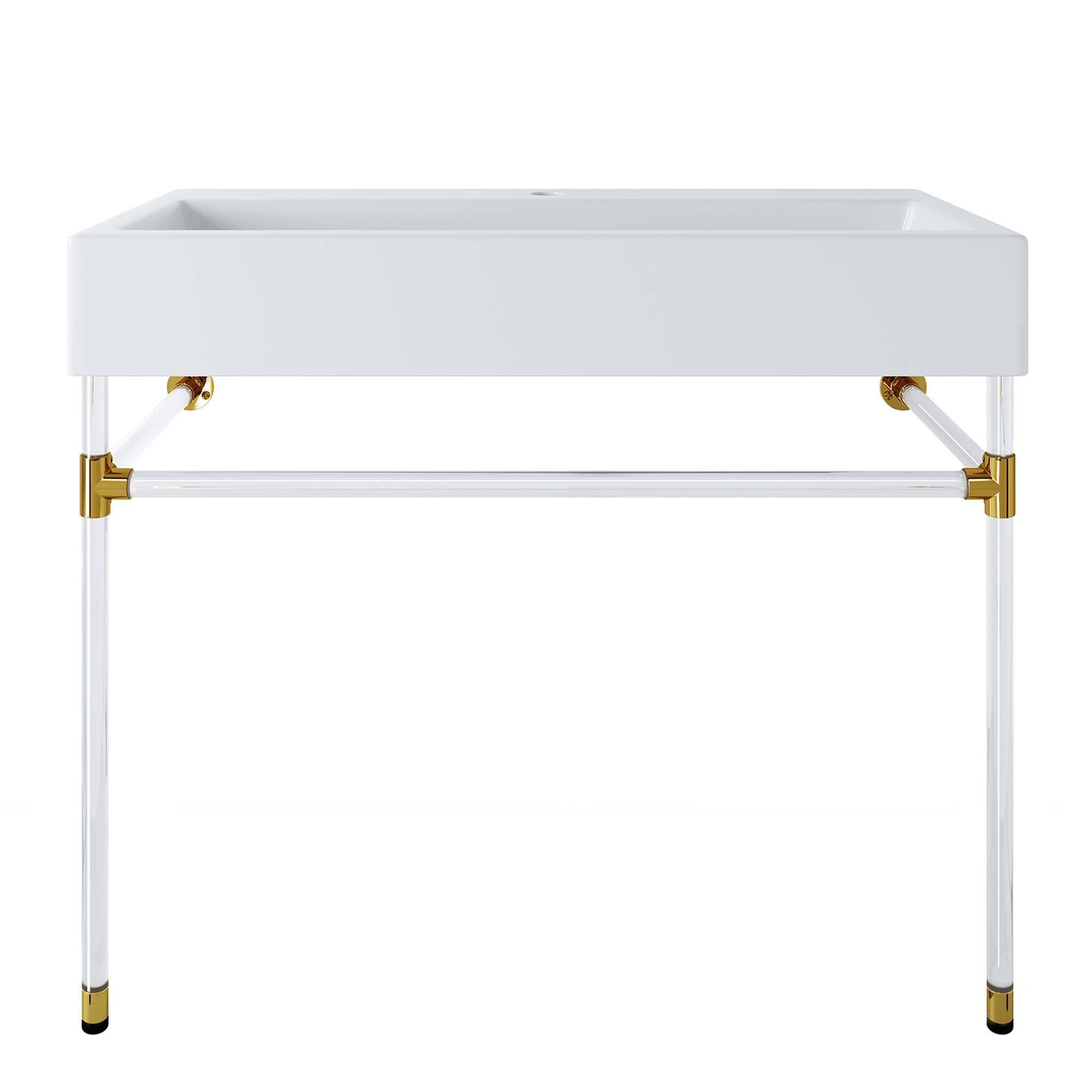 Angle. Modway - Redeem Wall-Mount Bathroom Vanity Basin Included - Clear White.
