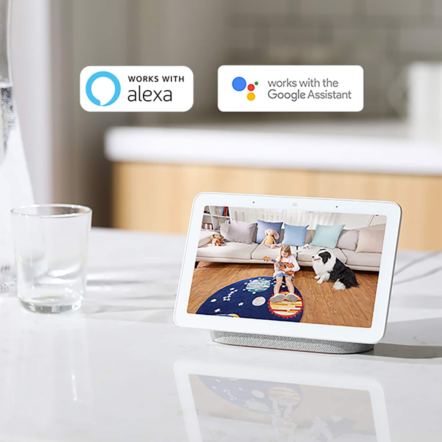 Works with Alexa works with the Google Assistant.