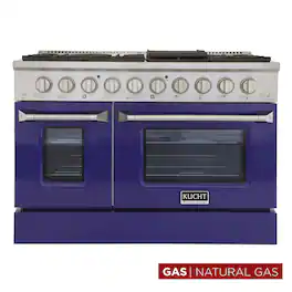 Kucht - 48 in. 6.7 cu. ft. Natural Gas Range with Sealed Burners and Two Ovens - One Convection - in Blue - Blue