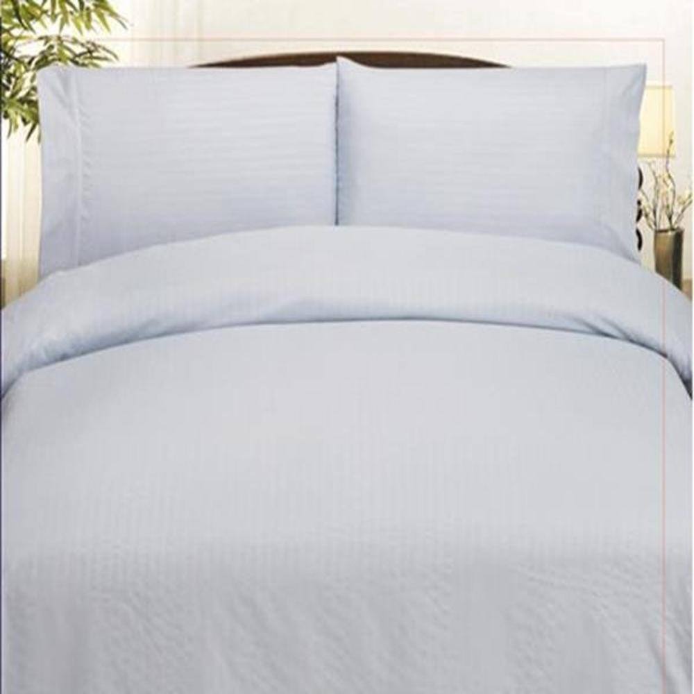 Plazatex - Embossed Dobby Stripe 90GSM Microfiber Sheet Set - Full 54x75" - White