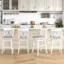 Alt View 4. Costway - 4 PCS 30" Bar Stool Wooden Chair with Contoured Backrest Swivel Padded Seat for Kitchen - White/Gray.