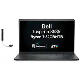 Dell - Upgraded - Inspiron 3535 Laptop 15.6 FHD (AMD Ryzen 7 7730U, 32GB DDR4, 1TB PCIe SSD, AMD Radeon, Win 11 Pro) w/USB Hub - Black